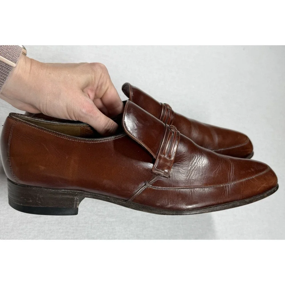 Barker England Penny Loafers Sz‎ 9/8UK Burgundy Leather Vintage Dress Shoes